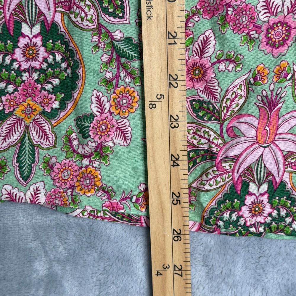 Soft Surroundings Paige Linen Blend Top Womens M Green Floral Ruffle Boho Beach - Picture 6 of 7